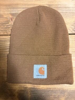 Carhartt Tan Knit Beanie with Logo Patch
